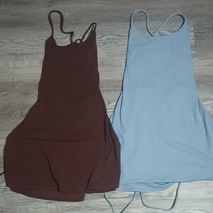 Brown and Blue Spaghetti Strap Dresses